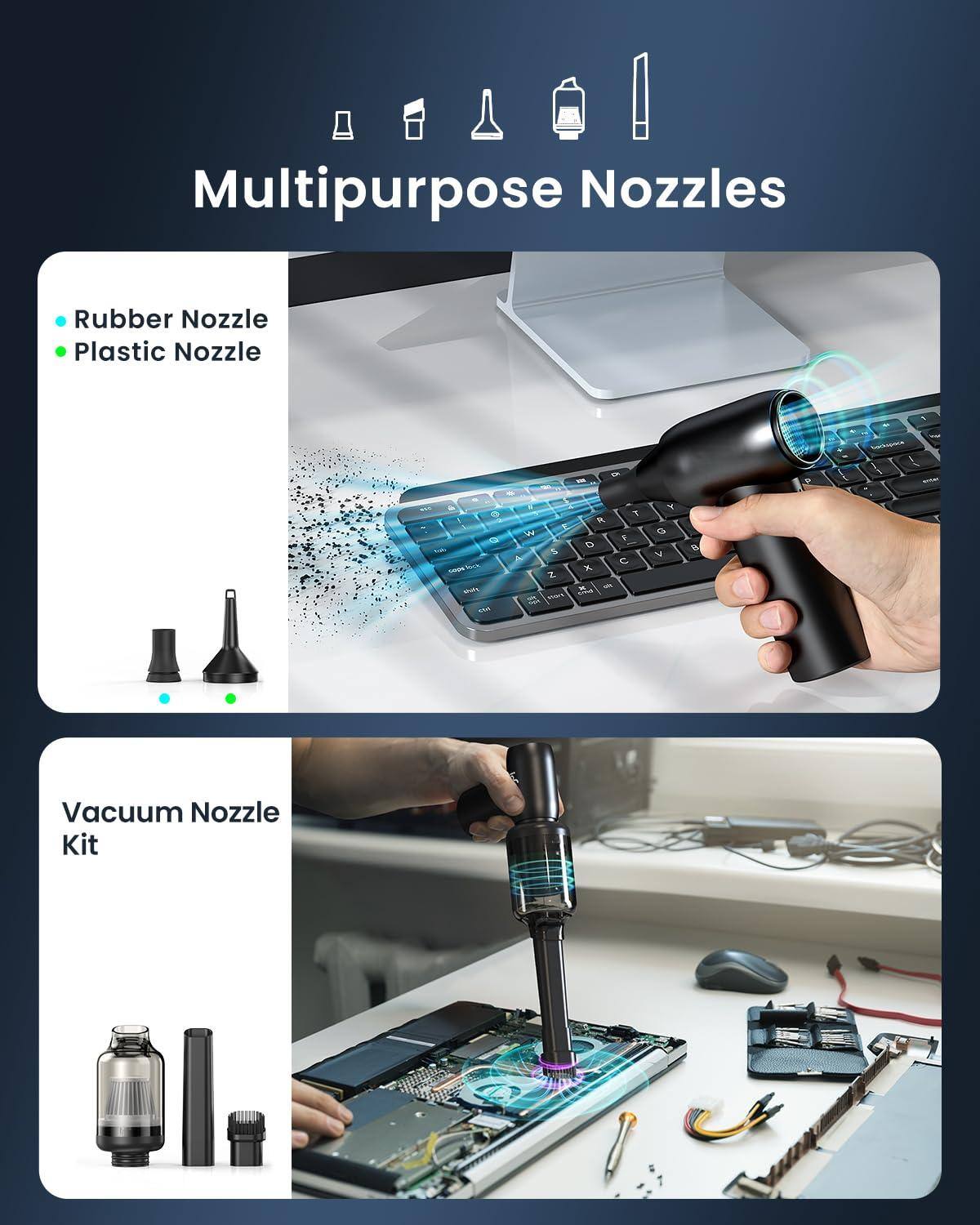 Multipurpose Nozzles  
- Rubber Nozzle  
- Plastic Nozzle  

Vacuum Nozzle Kit