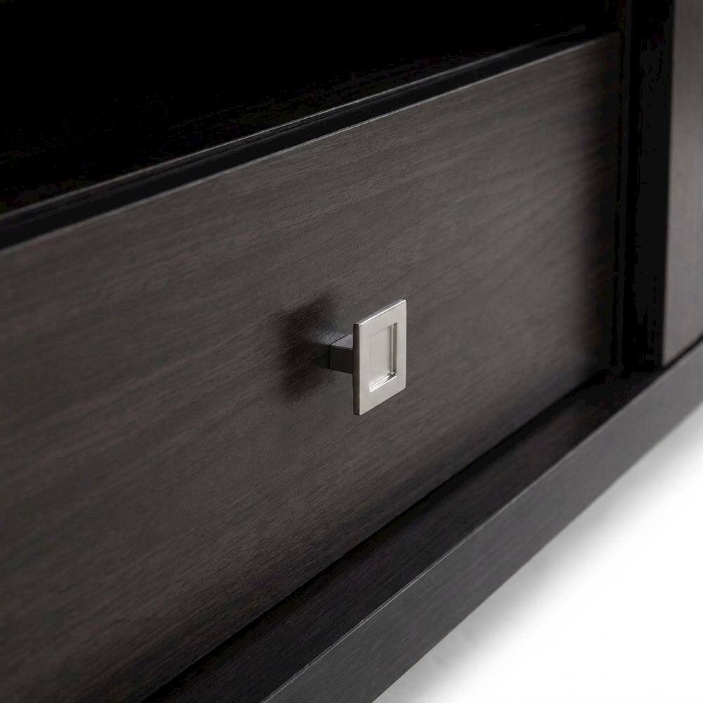 Alt View 4. FurniFact - Contemporary Dark Brown TV Cabinet with Sliding Doors and Drawer - Brown.