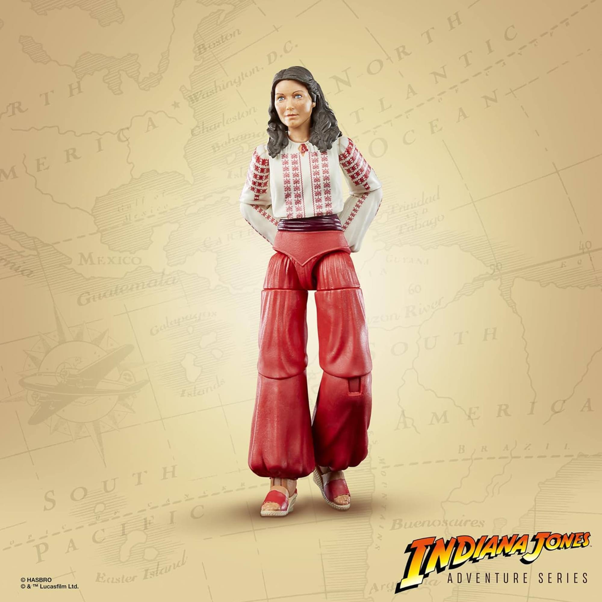 Boston  
Washington, D.C.  
Charleston  
Baltimore  
Atlantic Ocean  
North America  
Mexico  
Guatemala  
Galapagos Islands  
Ecuador  
South America  
Brazil  
Buenos Aires  
Pacific Ocean  
Easter Island  
Indiana Jones Adventure Series  
© Hasbro  
© & ™ Lucasfilm Ltd.