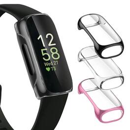 Kitcheniva - Soft TPU Bumper Watch Case For Fitbit Inspire 3 / Inspire 2 /Inspire HR Pack Of 3 - Black/Clear/Rose Pink