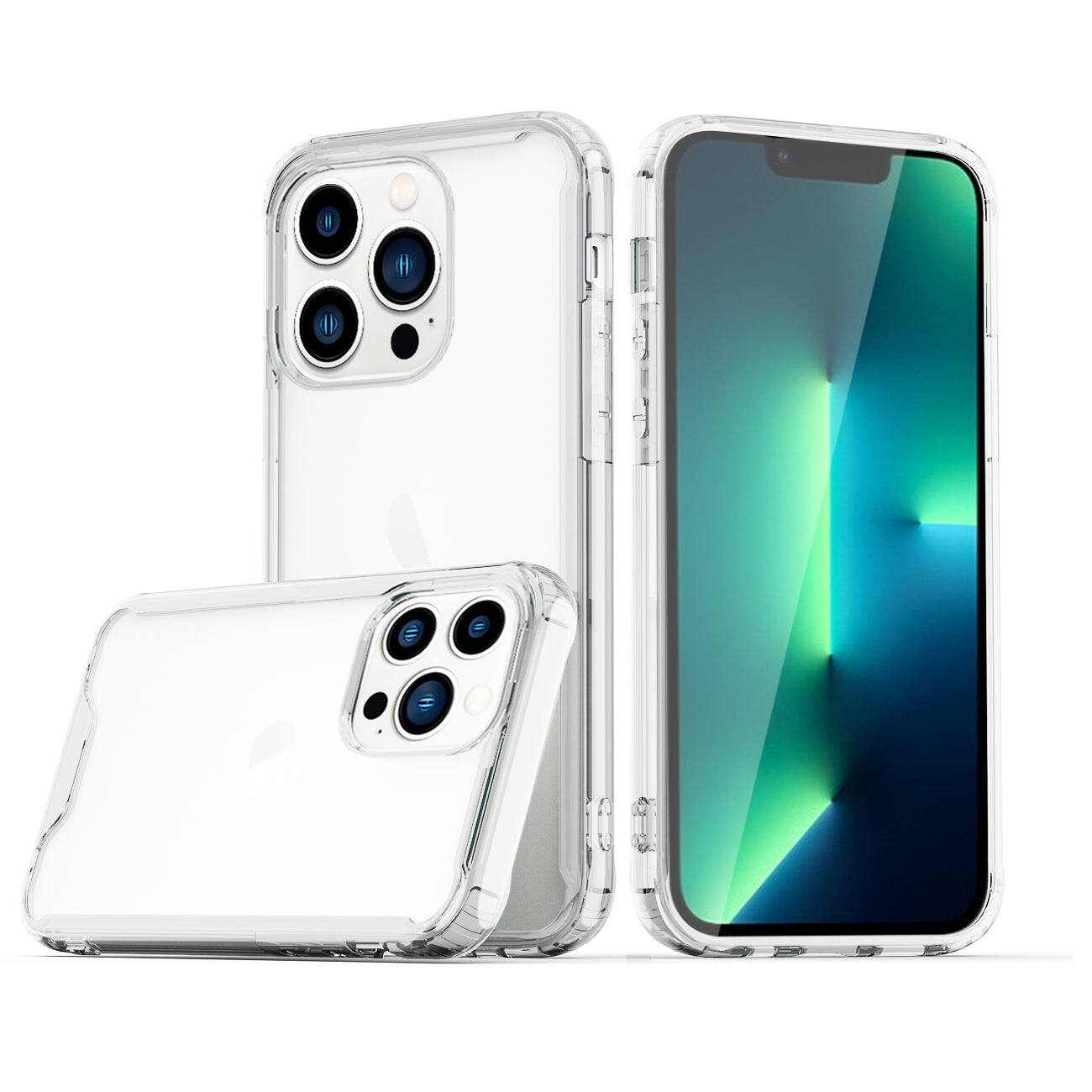 Front. Reiko - High Quality 2X Clean Pc And Tpu Bumper Case In Clear For Apple Iphone 13 Pro Max - Clear.