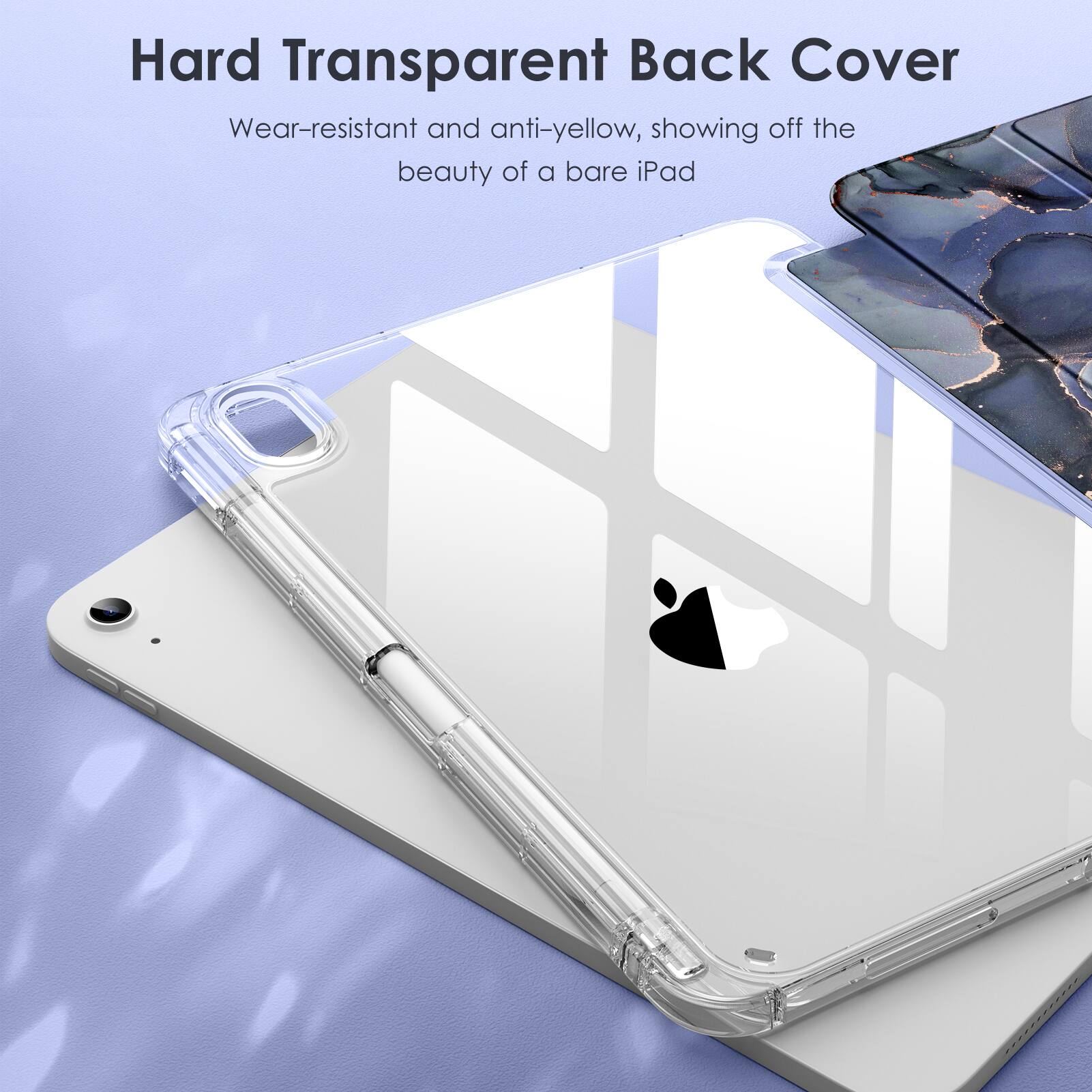 Hard Transparent Back Cover

Wear-resistant and anti-yellow, showing off the beauty of a bare iPad