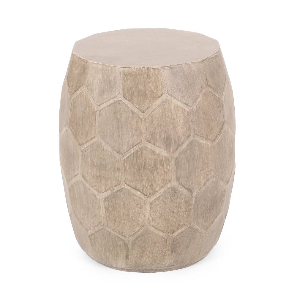 Back. Loheer - Loheer Lightweight Concrete Side Table Boho Outdoor End Table - Natural.