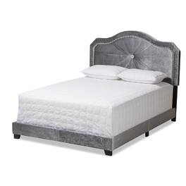 Baxton Studio - Embla Modern and Contemporary Velvet Fabric Upholstered Queen Size Bed - Gray