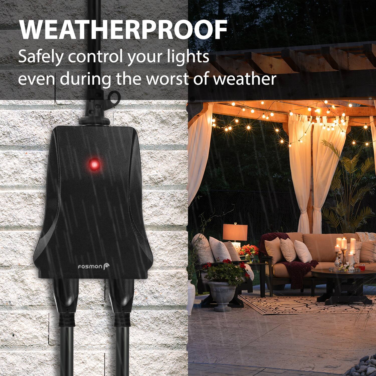 WEATHERPROOF
Safely control your lights even during the worst of weather
FoSmON