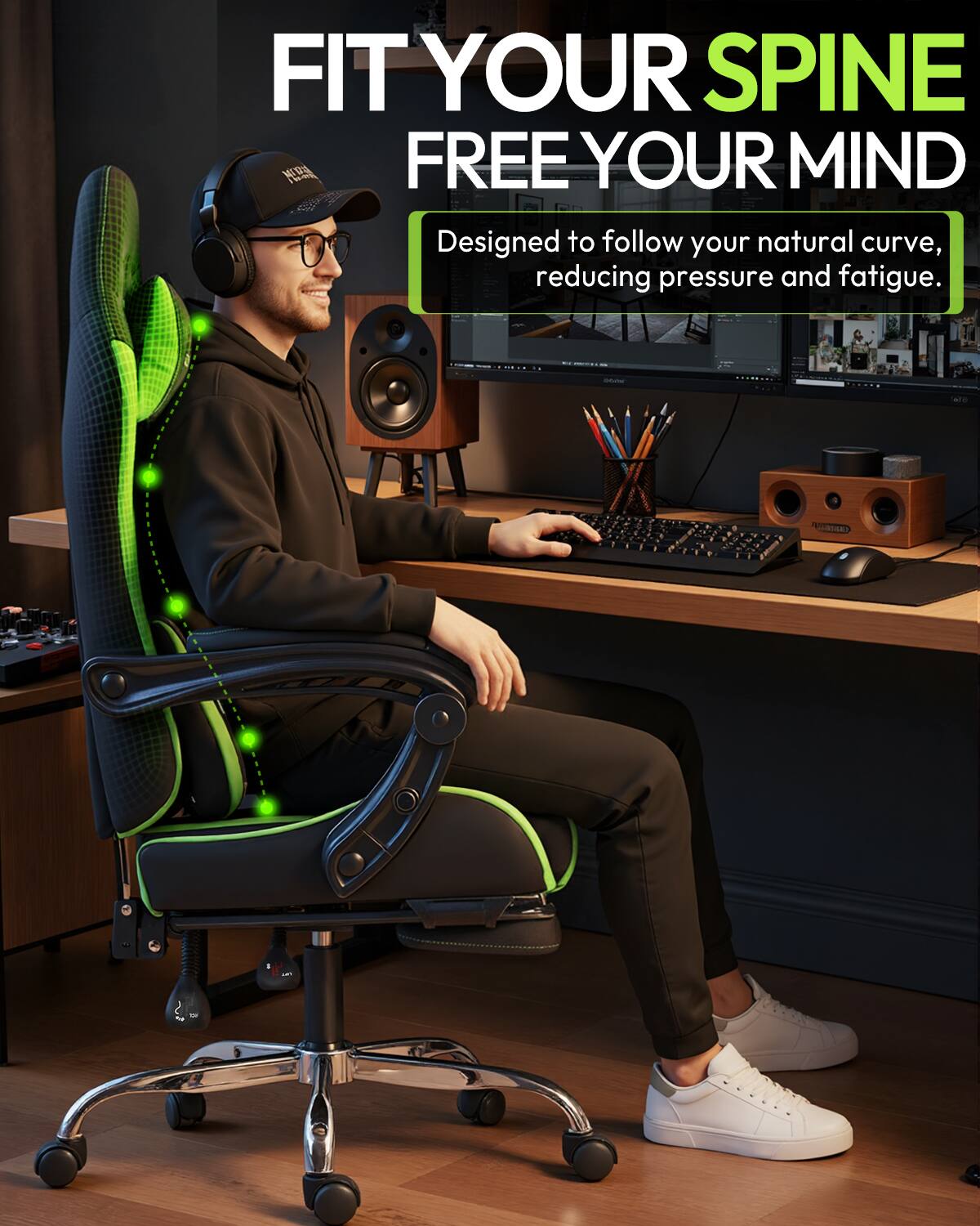 FIT YOUR SPINE FREE YOUR MIND  
Designed to follow your natural curve, reducing pressure and fatigue.