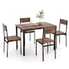 Front. Costway - 5 Piece Dining Table Set Industrial Style Kitchen Table & Chairs for 4 Brown - Rustic Brown.