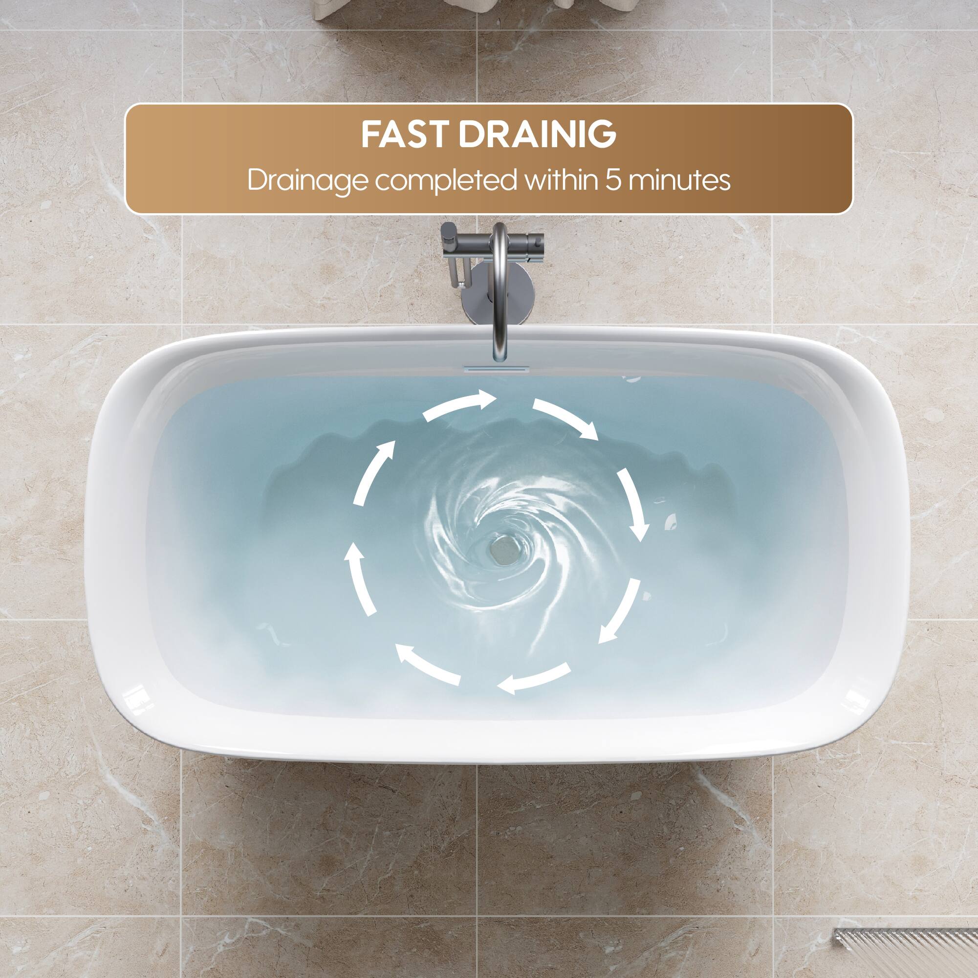 FAST DRAINING  
Drainage completed within 5 minutes