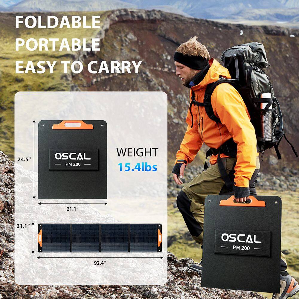 FOLDABLE PORTABLE EASY TO CARRY  
24.5" OSCAL PM 200  
WEIGHT 15.4lbs  
21.1" x 21.1" OSCAL PM 200  
92.4"
