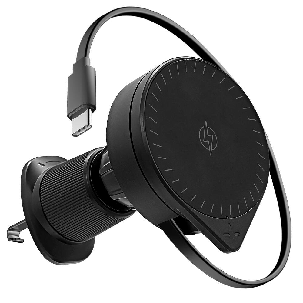 Angle. Brookstone - Brookstone Magsafe Wireless Charging Car Phone Mount with Retractable 4ft Type-C Cable.