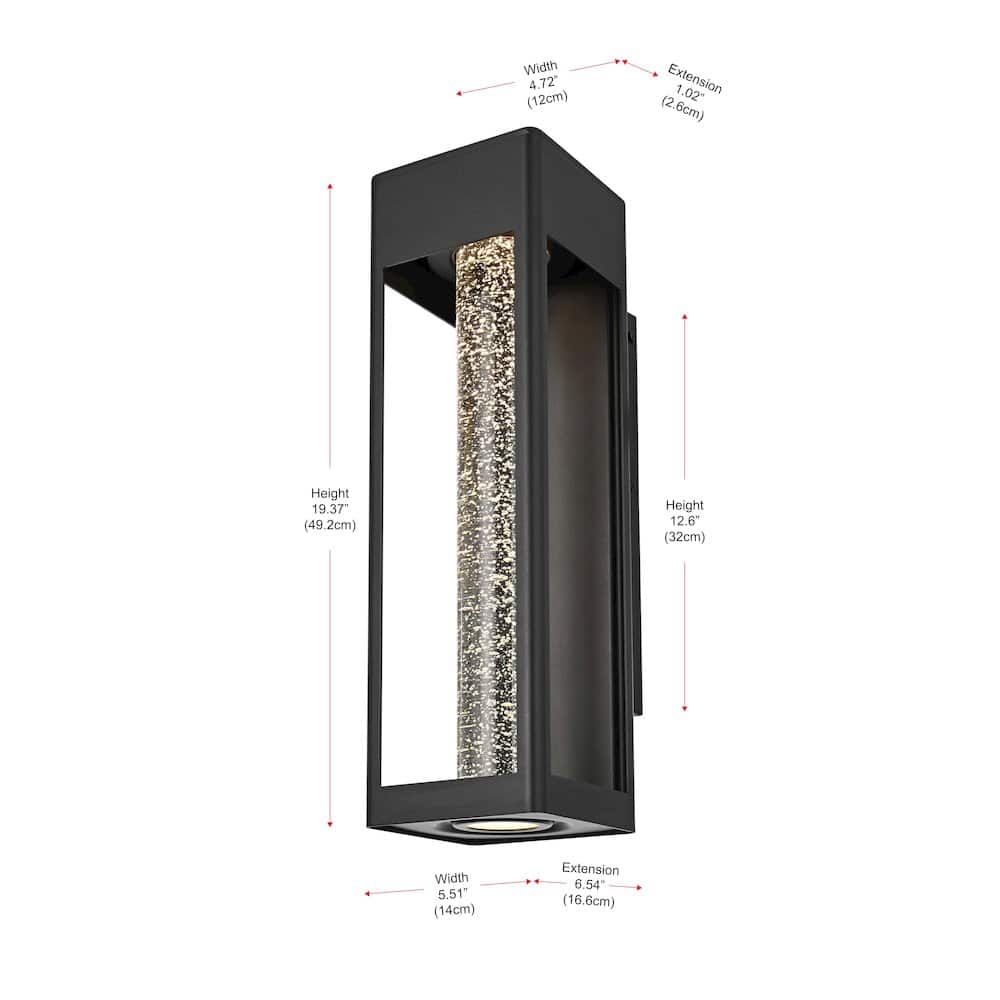 Elegant Lighting - Amaris 19 inch LED Outdoor Wall sconce in Black - Black And Clear