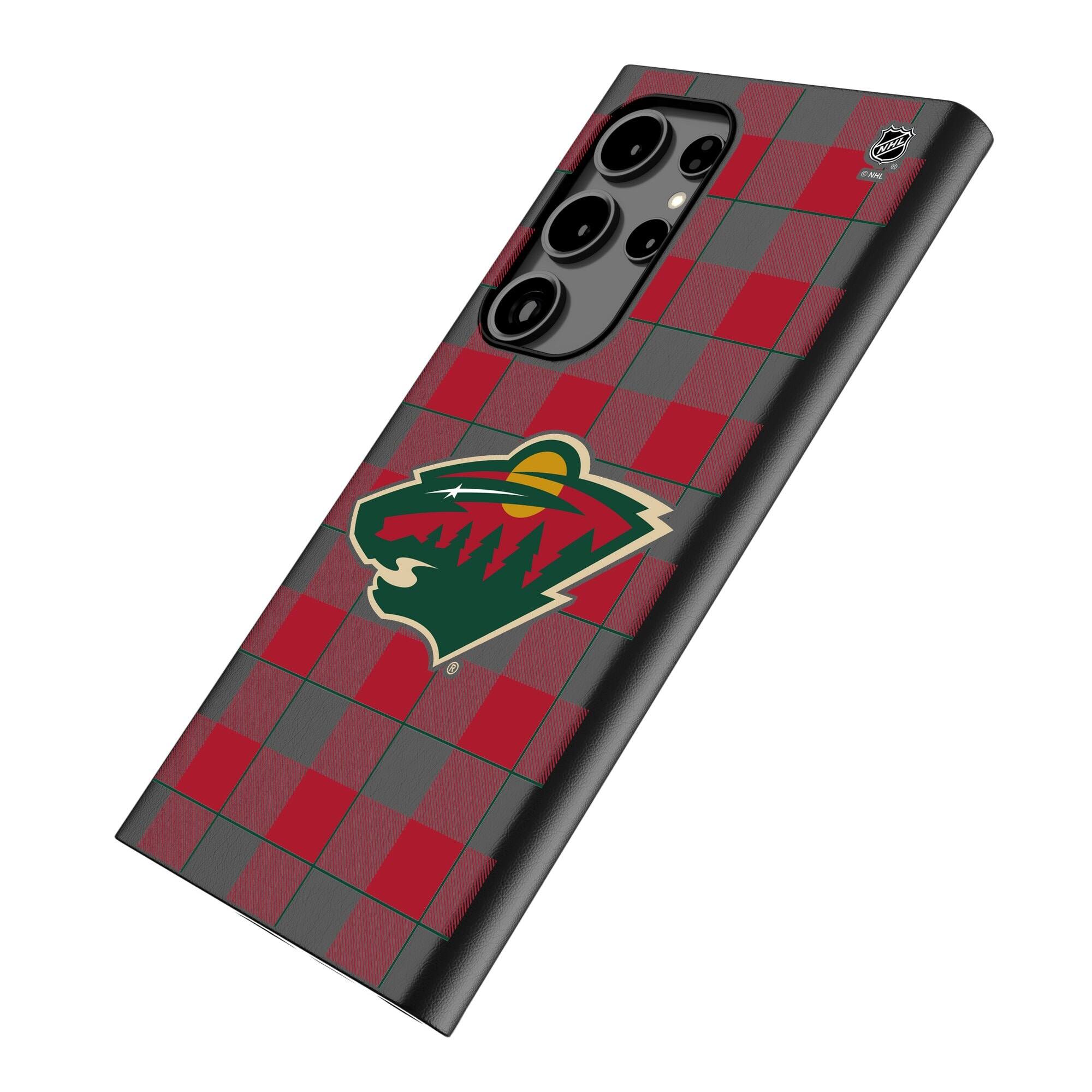 Alt View 1. Keyscaper - Minnesota Wild Plaid Galaxy Magnetic Bump Case - S25 - Black.