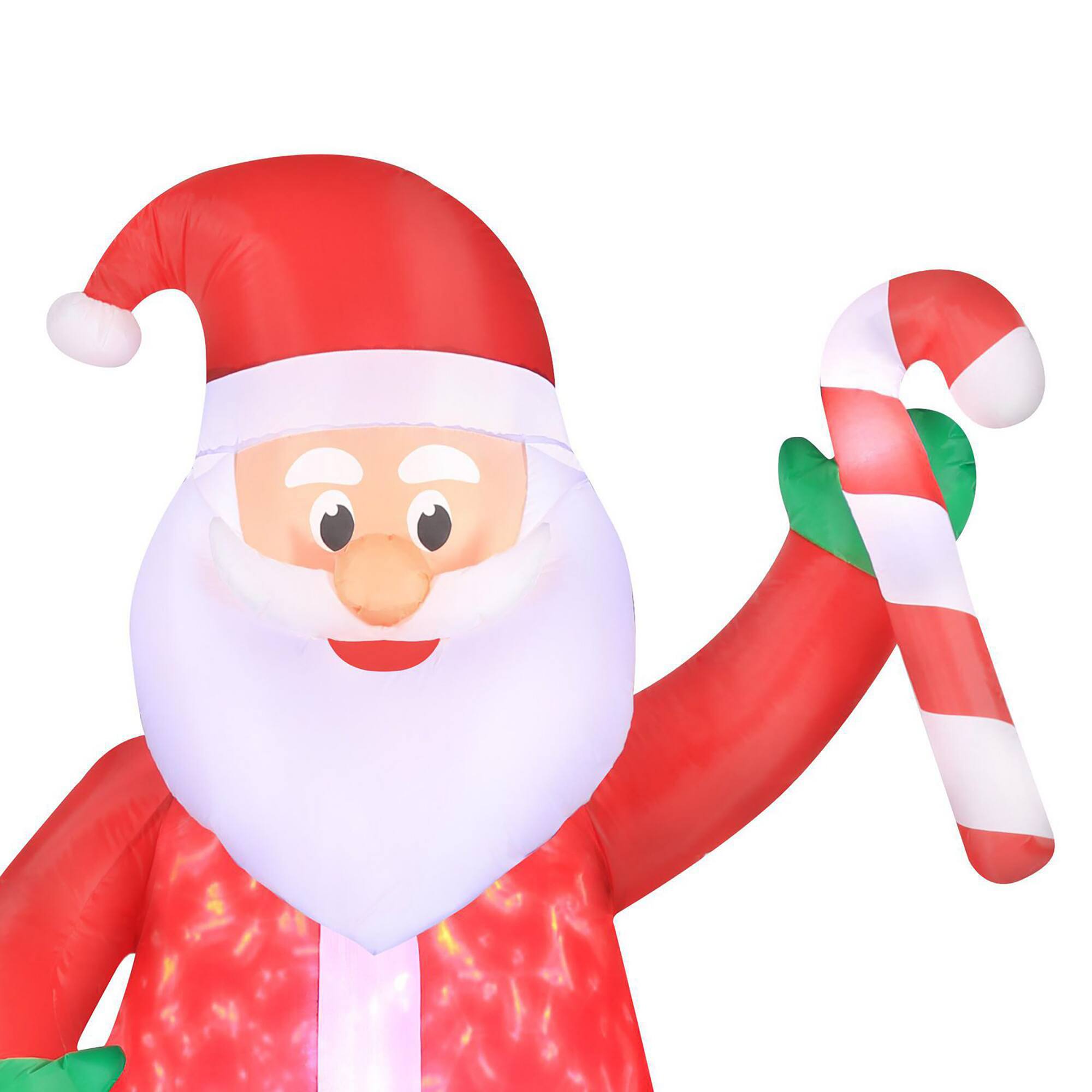 Alt View 1. Occasions - Occasions 7' Inflatable Swirling Lights Santa with Candy Cane Yard Decoration - Multicolor.