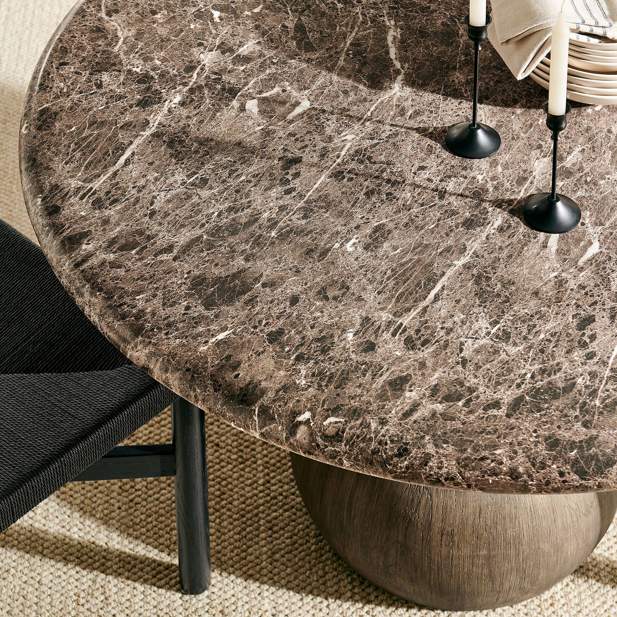 Alt View 7. Modway - Pietra Indoor Outdoor Patio Round Dining Table by Modway - Dark Emperador Marble.
