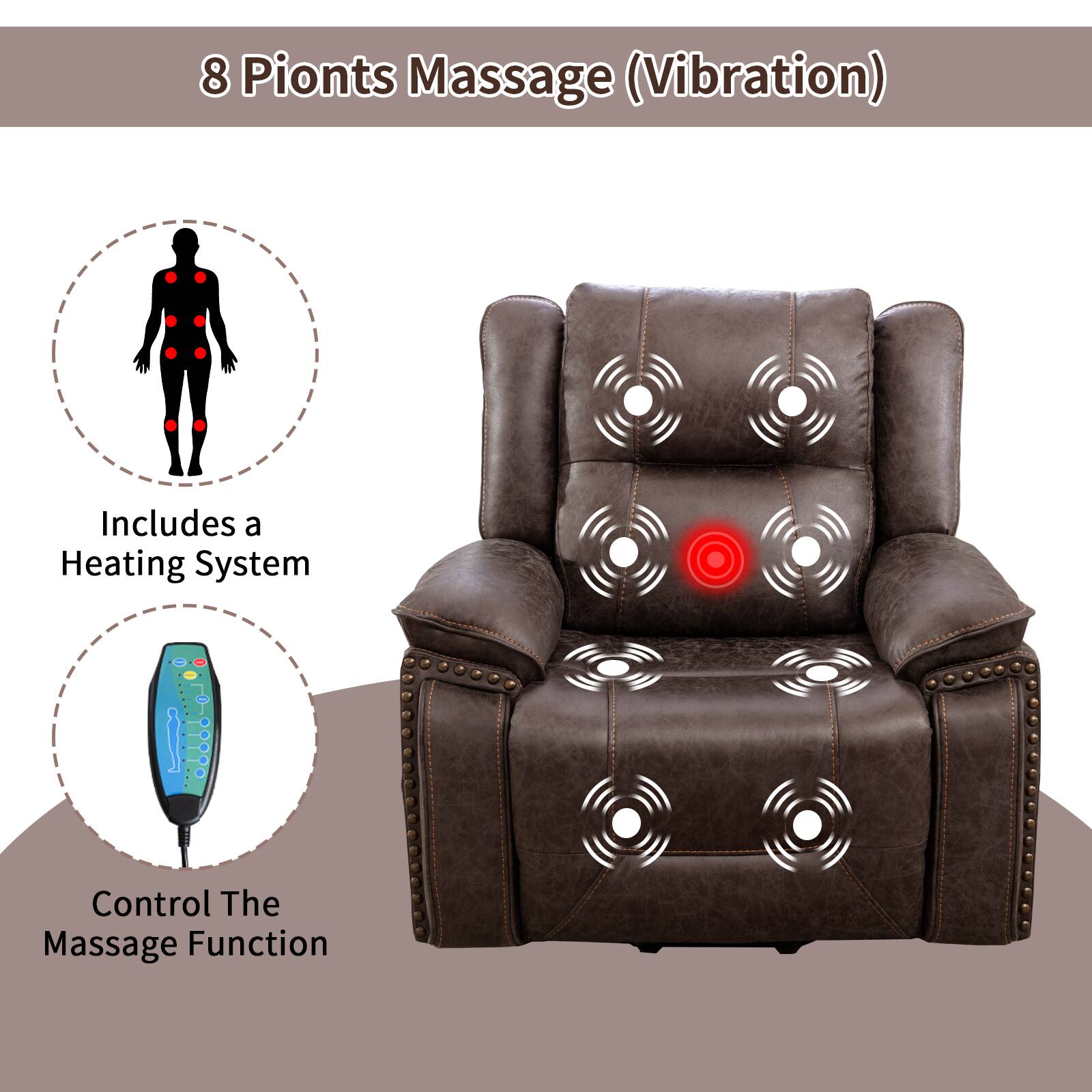 8 Points Massage (Vibration)

Includes a Heating System

Control The Massage Function