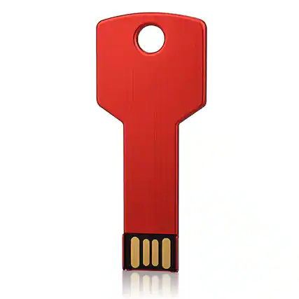 Front. Stock Preferred - 32GB USB 2.0 Metal Key Flash Drive – Red - Red.
