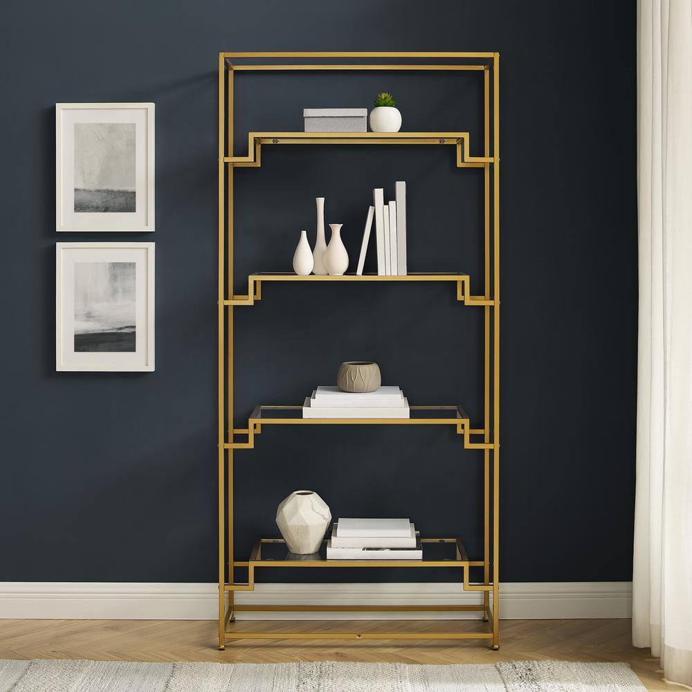Alt View 7. Crosley Furniture - Celeste Etagere Bookcase - Gold.
