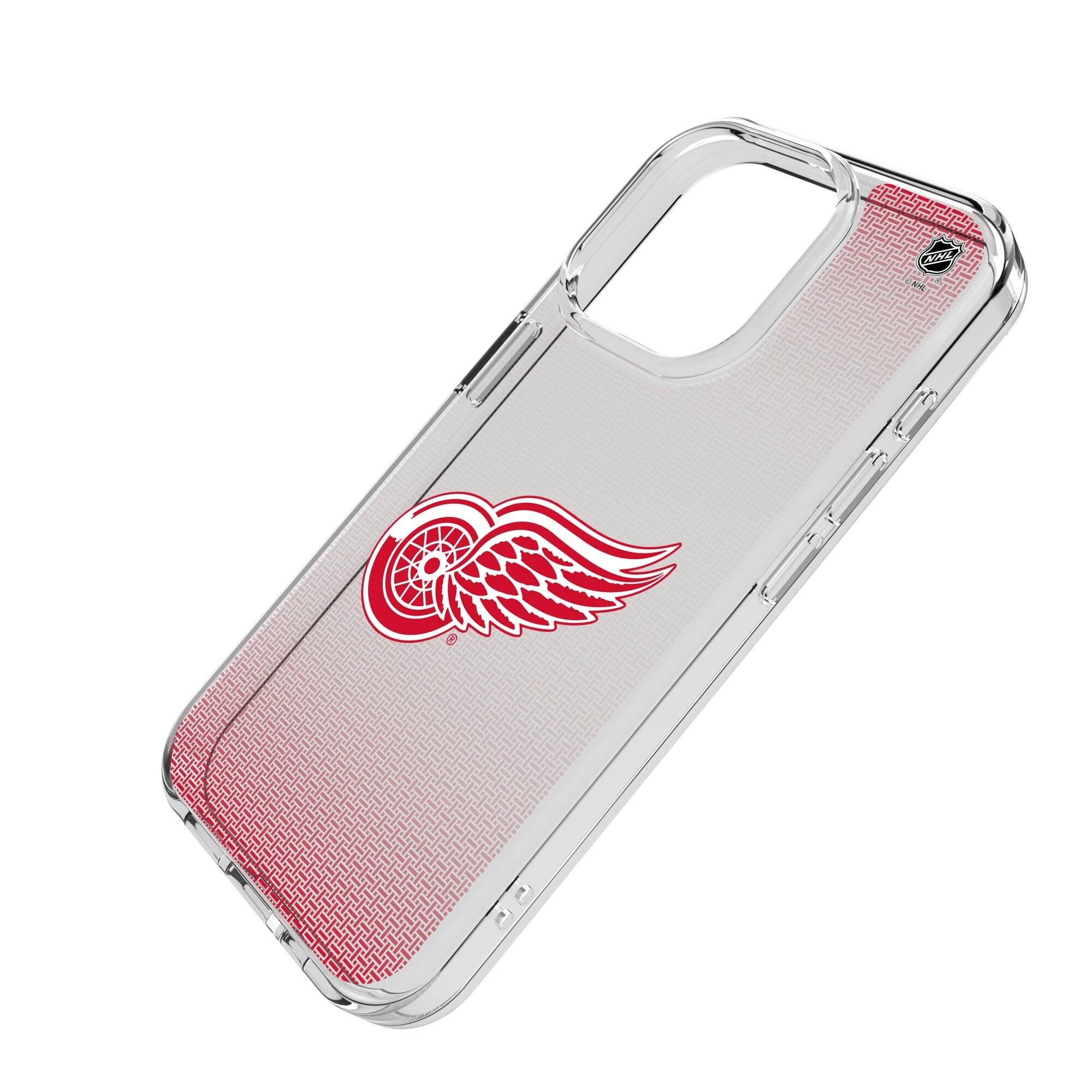 Alt View 1. Keyscaper - Detroit Red Wings Linen Logo iPhone Clear Case - 16e - Multicolor.