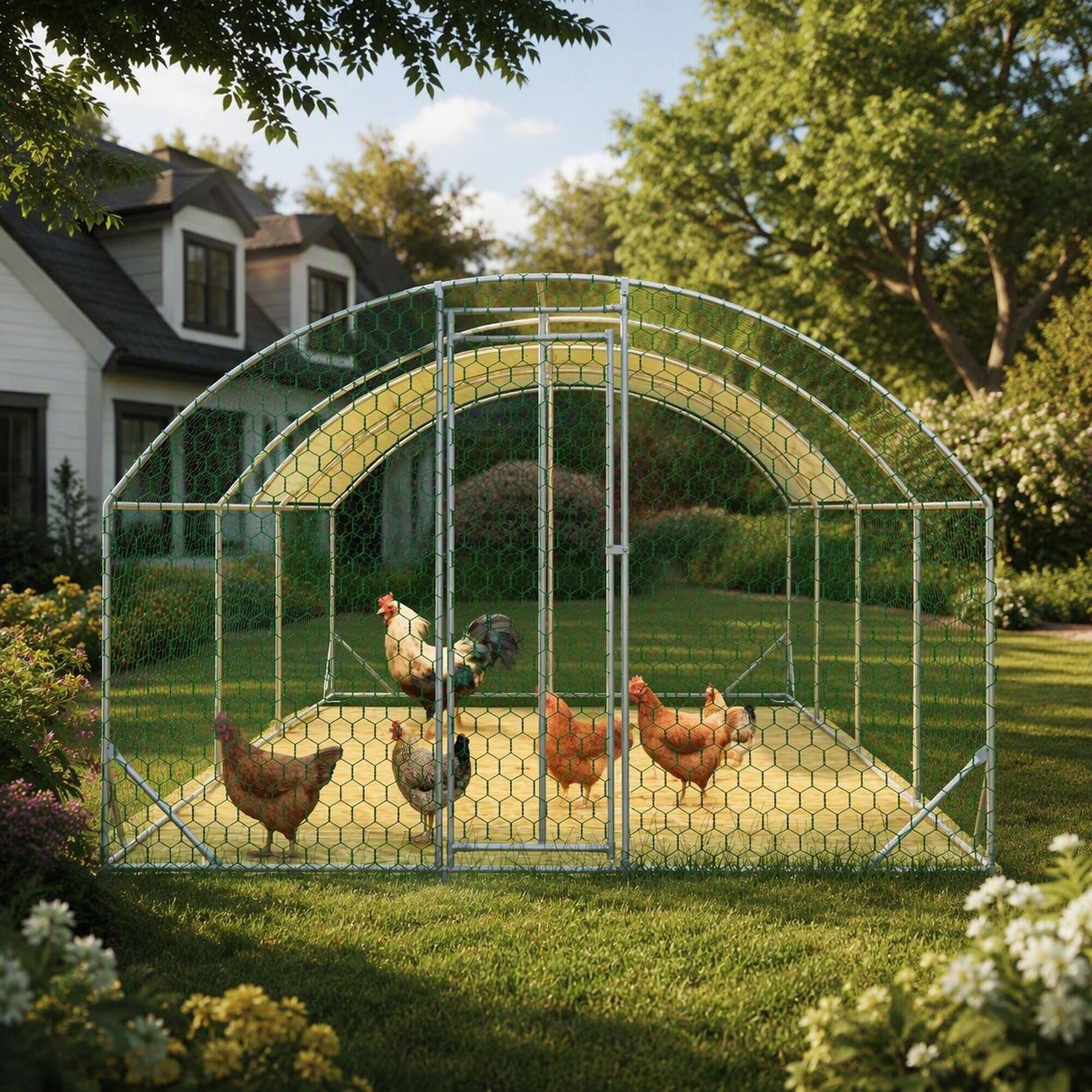 RYHNUYNE Large Metal Chicken Coop, 258.2 sq ft Walk in Poultry Cage ...