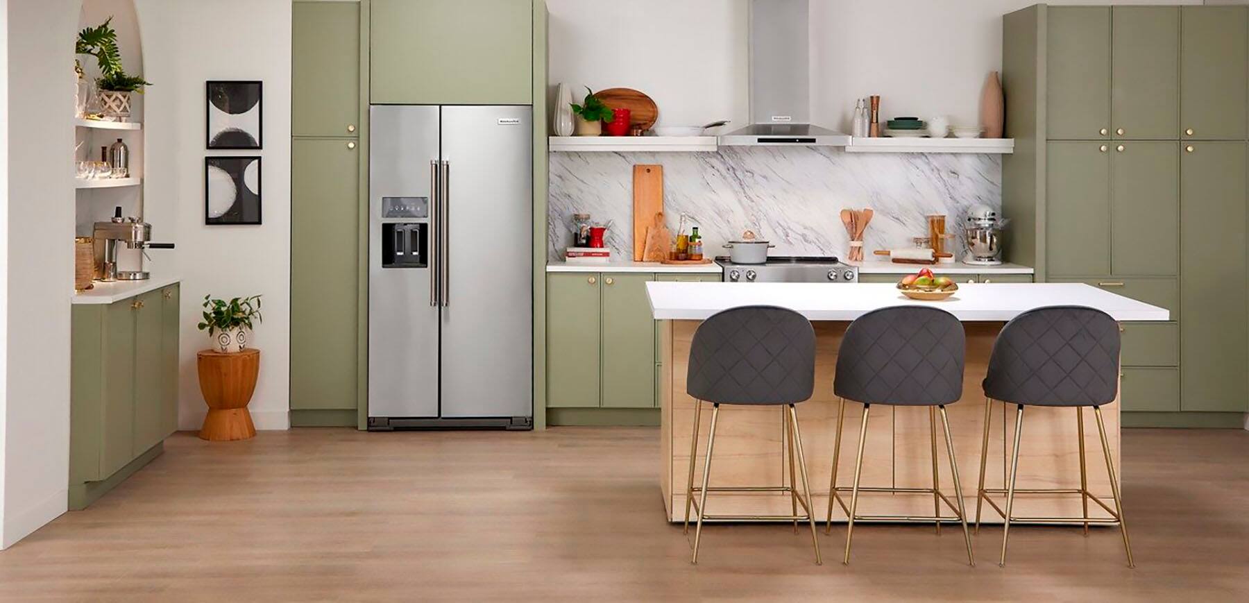 Alt View 16. KitchenAid - 22.6 Cu. Ft. Side-by-Side Counter-Depth Refrigerator - Stainless Steel With PrintShield Finish.