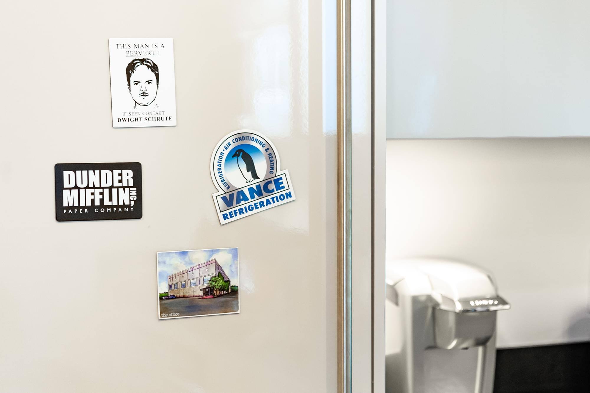 THIS MAN IS A PERVERT! IF SEEN CONTACT DWIGHT SCHRUITE

DUNDER MIFFLIN PAPER COMPANY

VANCE AIR CONDITIONING & REFRIGERATION

the office