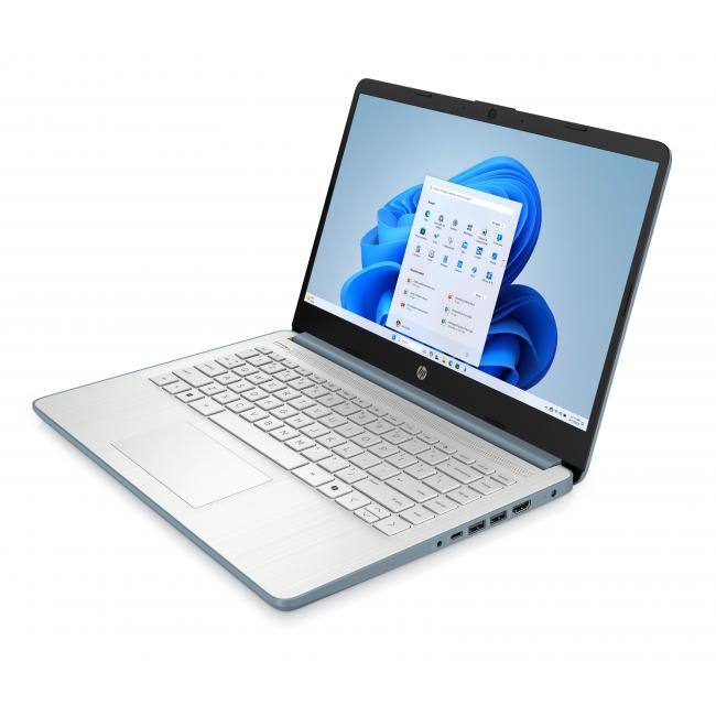 Alt View 3. HP - HP 14" HD Touchscreen Notebook Intel N150 4GB RAM 128GB SSD + Wireless Mouse + Microsoft 365 - Moonlight Blue.