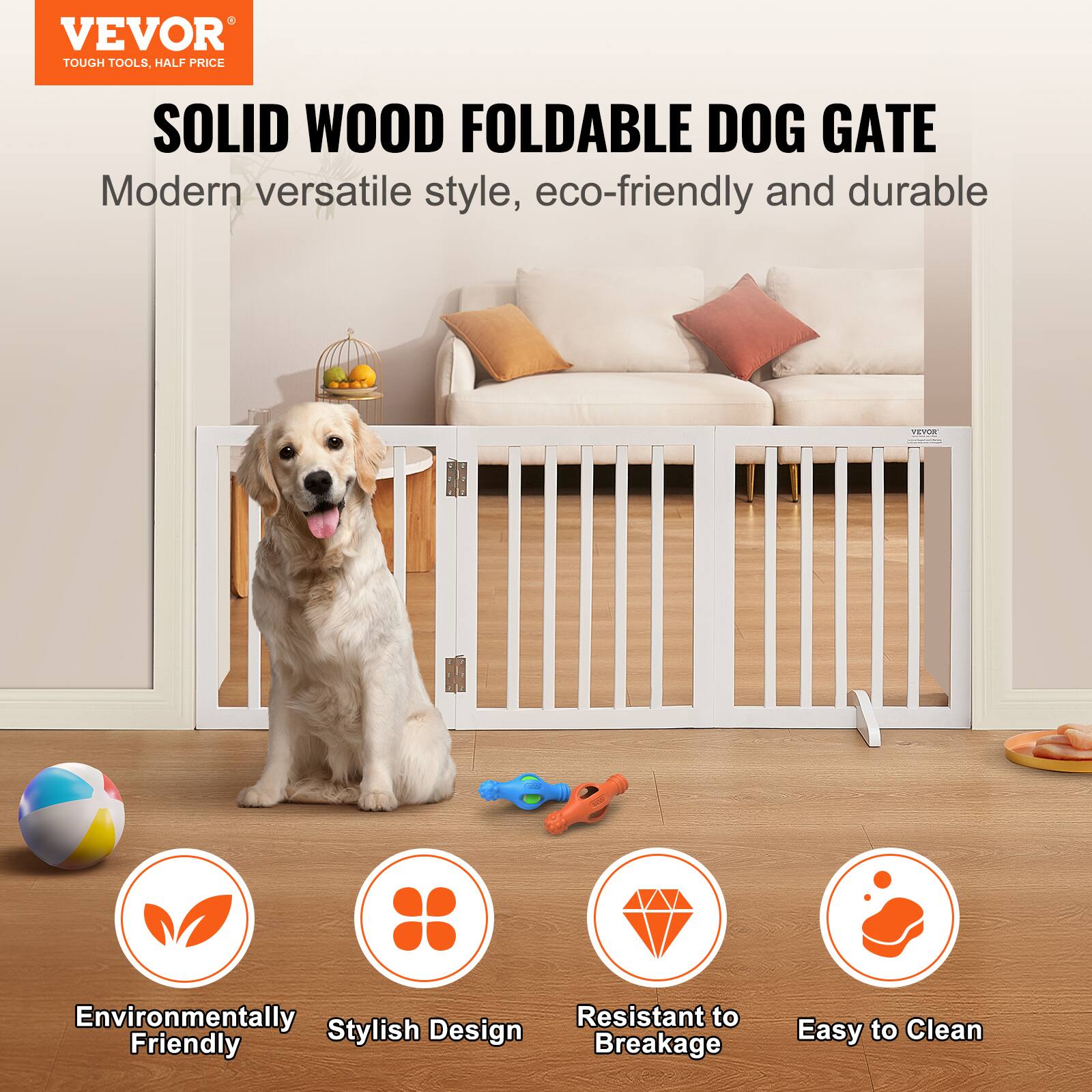VEVOR TOUGH TOOLS, HALF PRICE SOLID WOOD FOLDABLE DOG GATE

Modern versatile style, eco-friendly and durable

- Environmentally Friendly
- Stylish Design
- Resistant to Breakage
- Easy to Clean