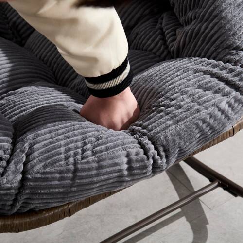 Alt View 4. GOODSILO - Outdoor Rattan Rocking Chair Padded Cushion Rocker Recliner for Porch, Living Room, Patio, Garden - Grey.