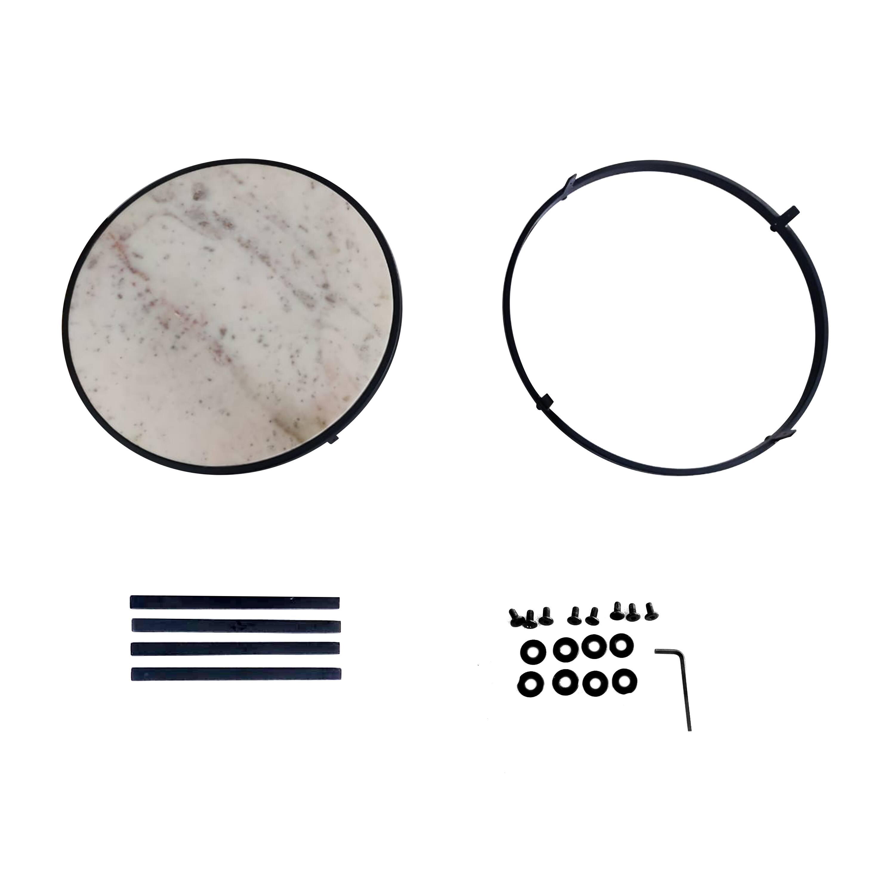 Alt View 9. Manhattan Lane - 23 Inch Side End Table, Modern Round White Natural Marble Top, Classic Black Iron Frame - Black, White.