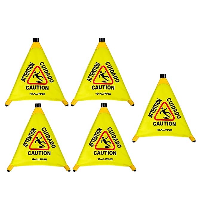 "Alpine Industries - 20"" Multi-Lingual Pop-Up Wet Floor Sign 5-Pack - Yellow" price history on PriceWatchPro