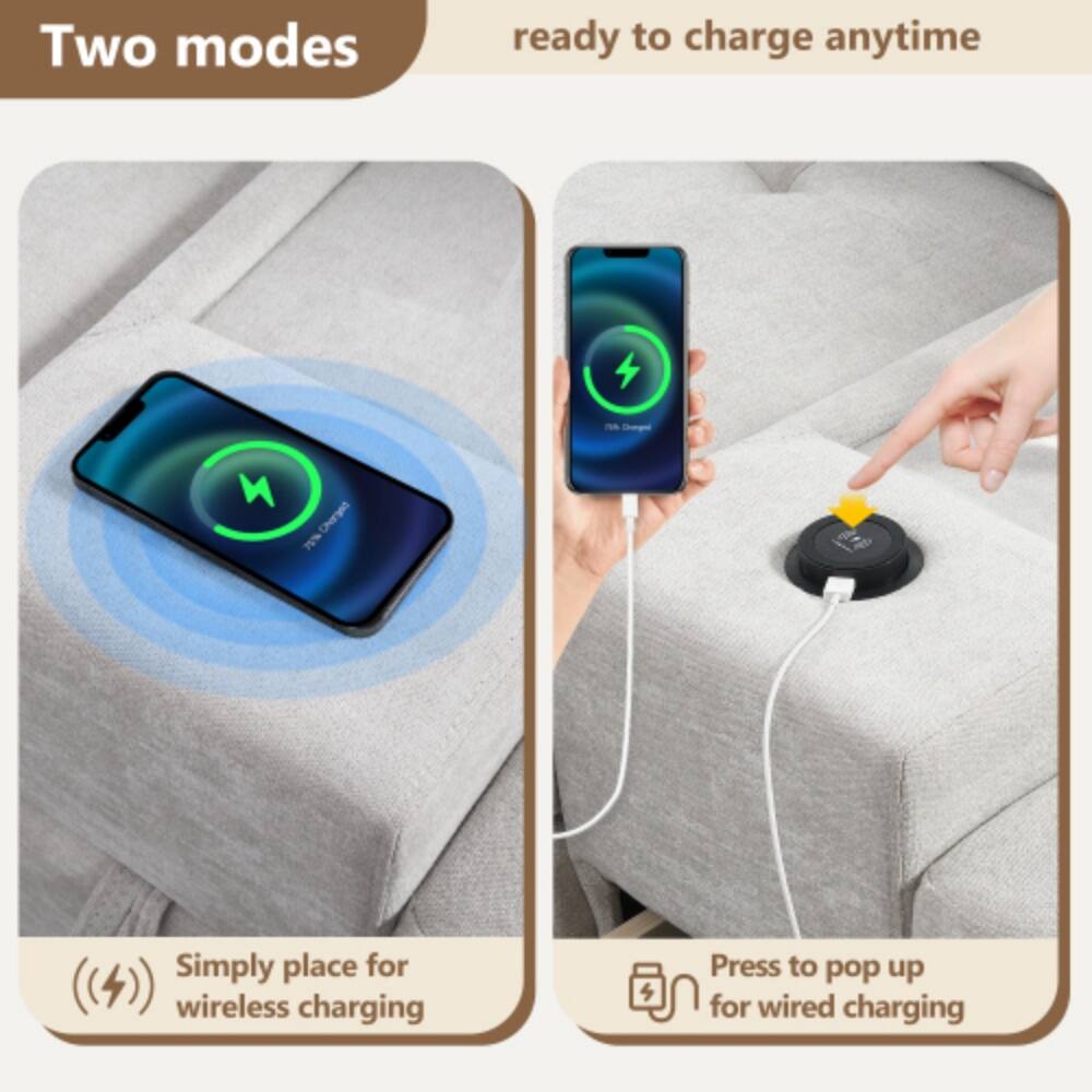 Two modes ready to charge anytime

Simply place for wireless charging

Press to pop up for wired charging