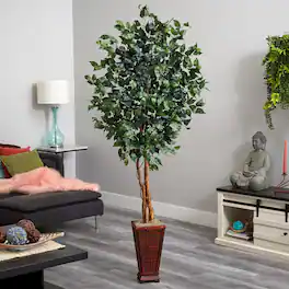 BreeBe - 6.5' Ficus w/Decorative Planter - Green