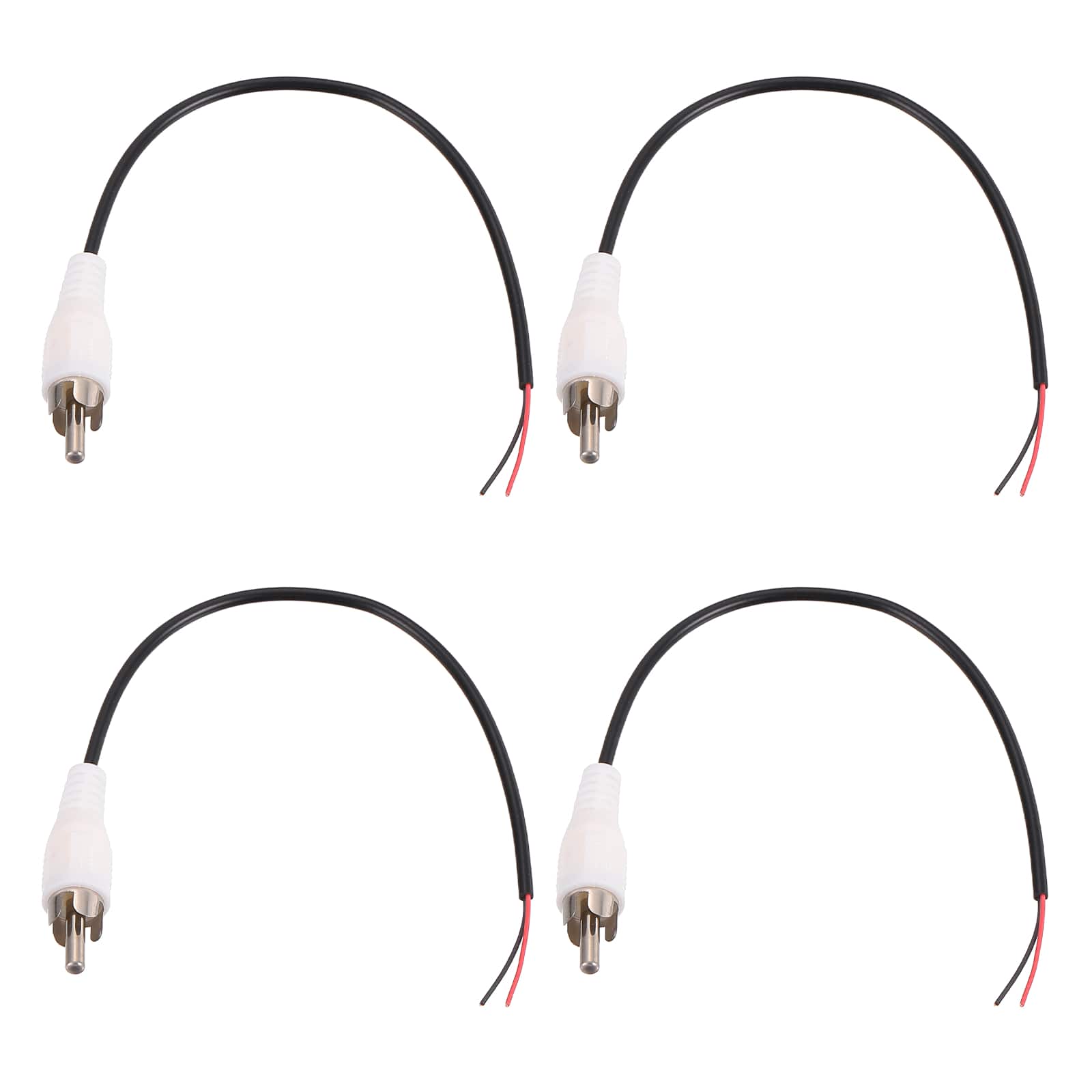 Unique Bargains - 4pcs 8in RCA Audio Subwoofer Cable, 1 RCA Male Plug to Bare Wire Open End Audio Video Speaker for Amplifier Home Theater - White