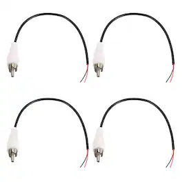 Unique Bargains - 4pcs 8in RCA Audio Subwoofer Cable, 1 RCA Male Plug to Bare Wire Open End Audio Video Speaker for Amplifier Home Theater - White