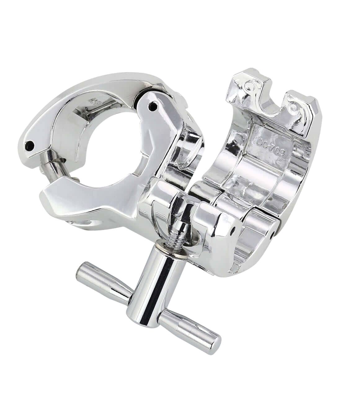 Alt View 1. Gibraltar Hardware - 1.5 Inch Chrome Quick Release Drum Rack T Leg Clamp, with Inline T Connector for Rack Bars, Fast Locking Wingnut Design.