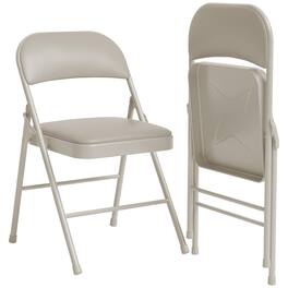 Acekool - 2 Pack Folding Chairs with Padded Cushions, Padded Foldable Chair Hold Up to 350 Pounds - Beige