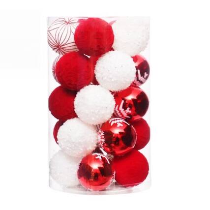Front. Acekool - 2.36 Inch 25pcs Shatterproof PVC Christmas Balls for Christmas Home Decor (Red and White) - Red and White.