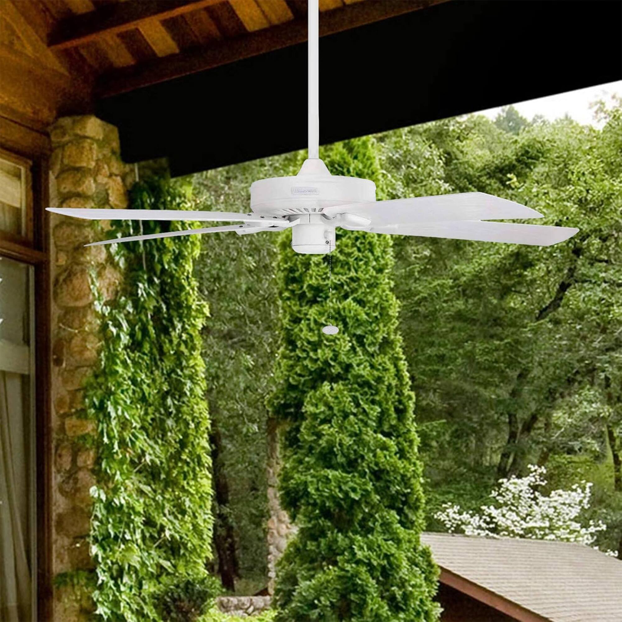 Alt View 5. Honeywell - Honeywell Belmar 52-Inch Outdoor Ceiling Fan, Pull Chain, Tri-Mount, White - White.