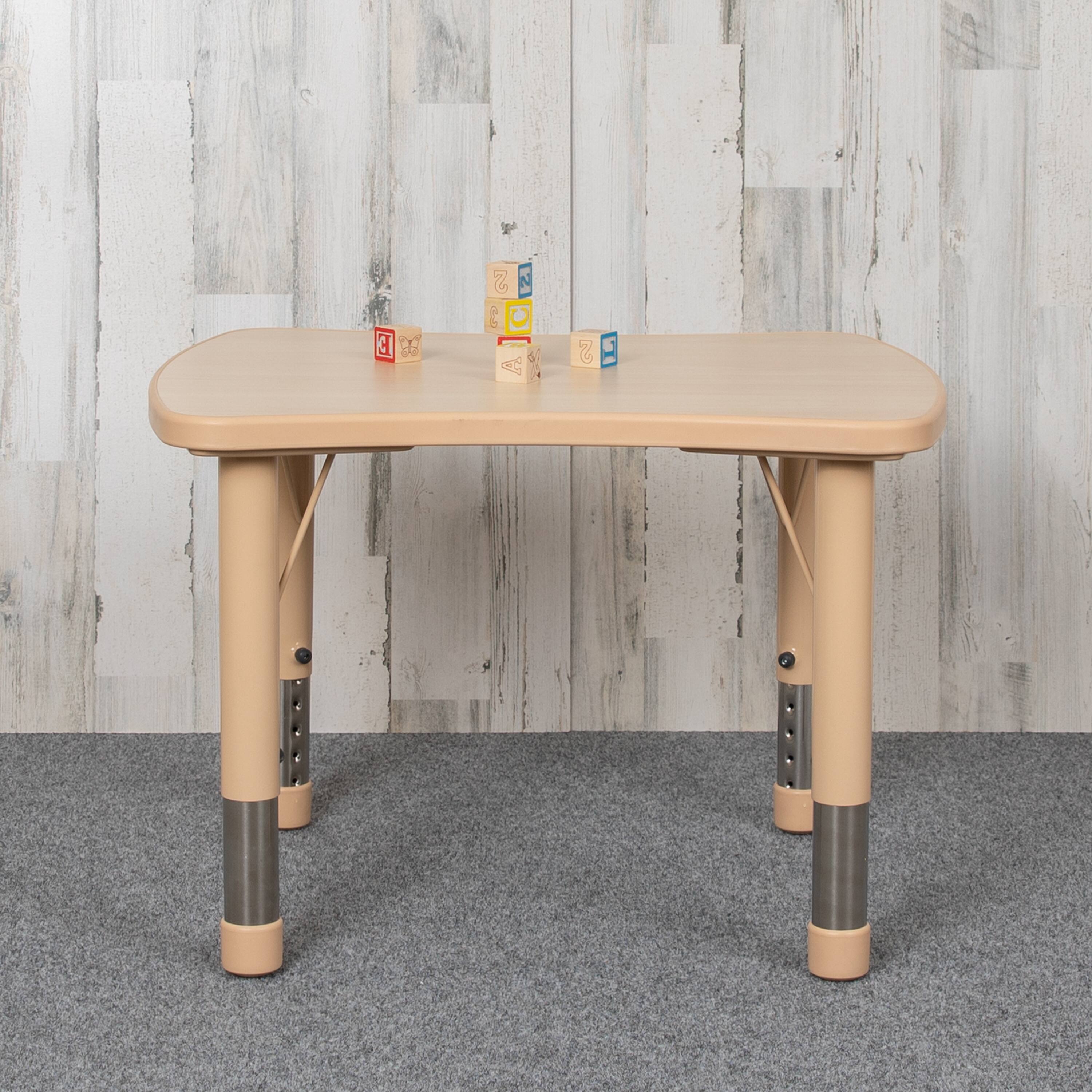 Alt View 1. Emma + Oliver - 21.875"W x 26.625"L Rectangular Plastic Height Adjustable Activity Table - Natural.