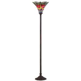 Jonathan Y - Dragonfly Tiffany-Style 71" Torchiere Floor Lamp, /Green - Bronze