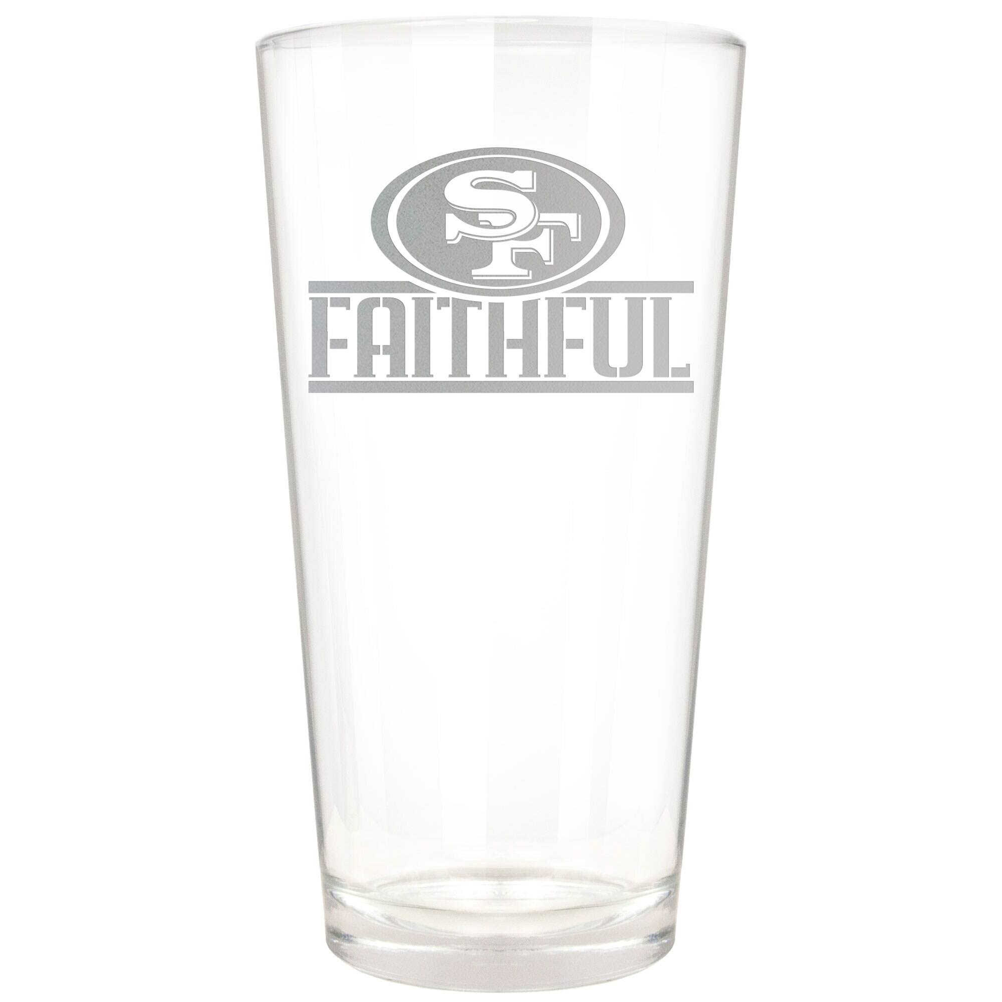 Front. Great American Products - San Francisco 49ers Etched 16oz. Rally Cry Pint Glass - Multicolor.