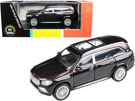 Mercedes-Maybach GLS 600 with Sunroof Rubellite Red and Obsidian 1/64 Diecast Model Car by Paragon - Black Metallic