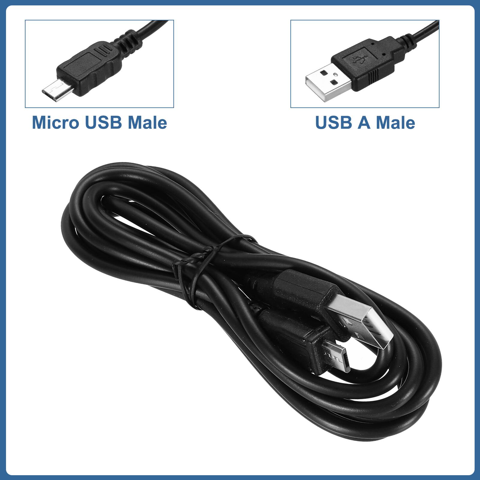 Micro USB Male  
USB A Male