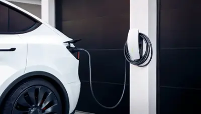 Tesla - Wall Connector Hardwired Electric Vehicle (EV) Charger up to 48A - 24' - White