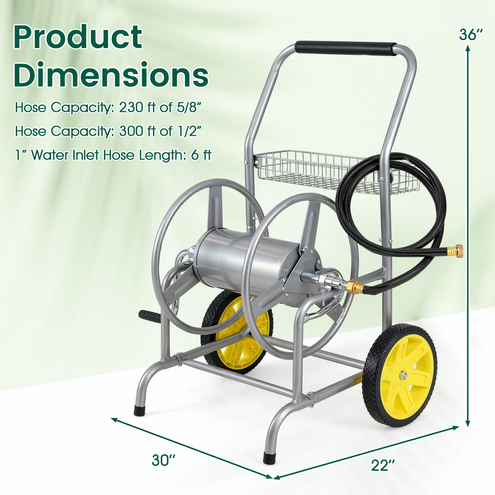Gymax Garden Hose Reel Cart - Thumbnail 2