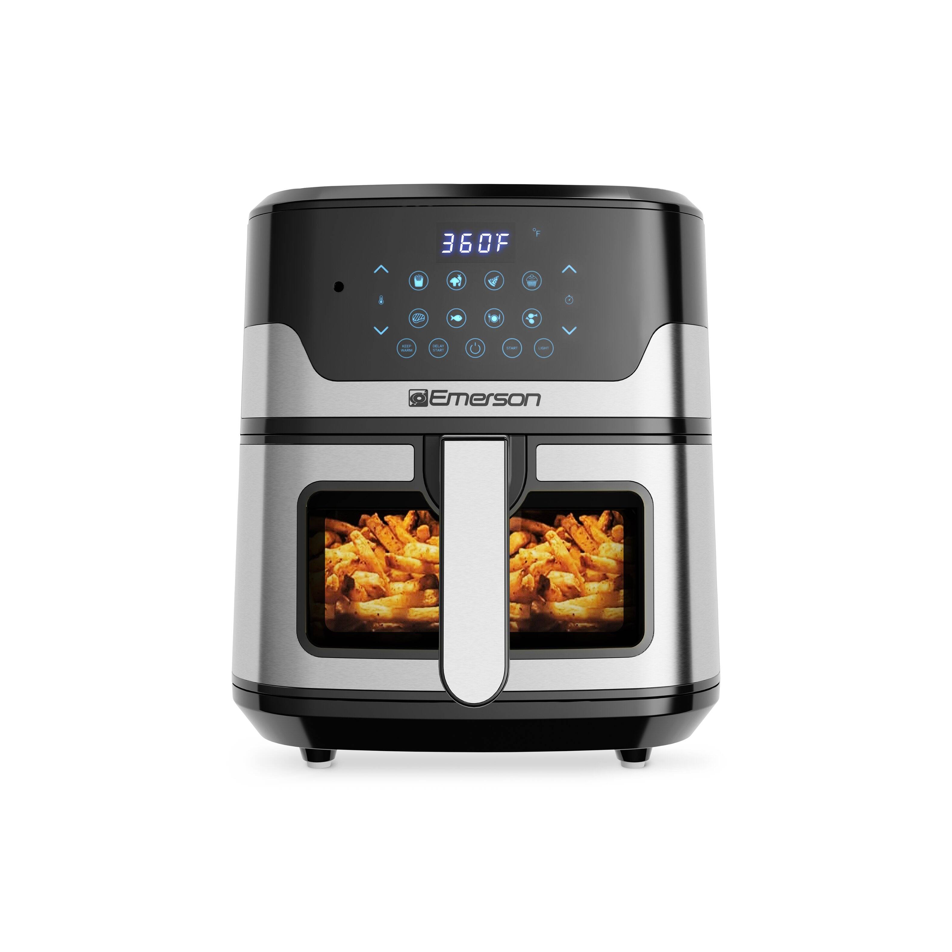 Emerson - SmartVoice 5.3QT 6-in-1 Air Fryer, 1000+ Voice Commands, No APP, No WIFI, Air Fry, Bake, Reheat, Dehydrate - Black