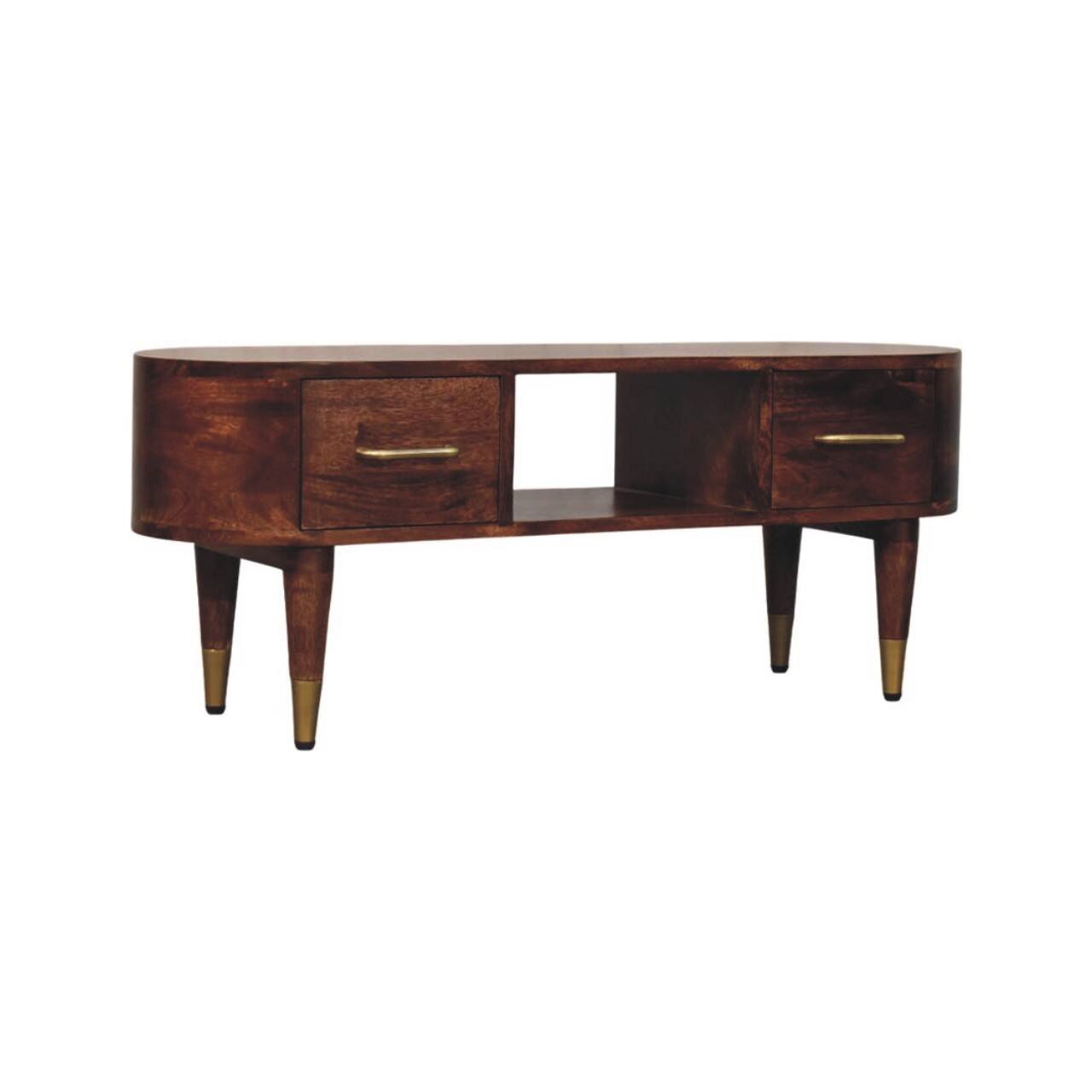 Left. Artisan Furniture - Artisan Furniture Solid Wood Two-Drawer Open-Slot Media Unit - Brown.