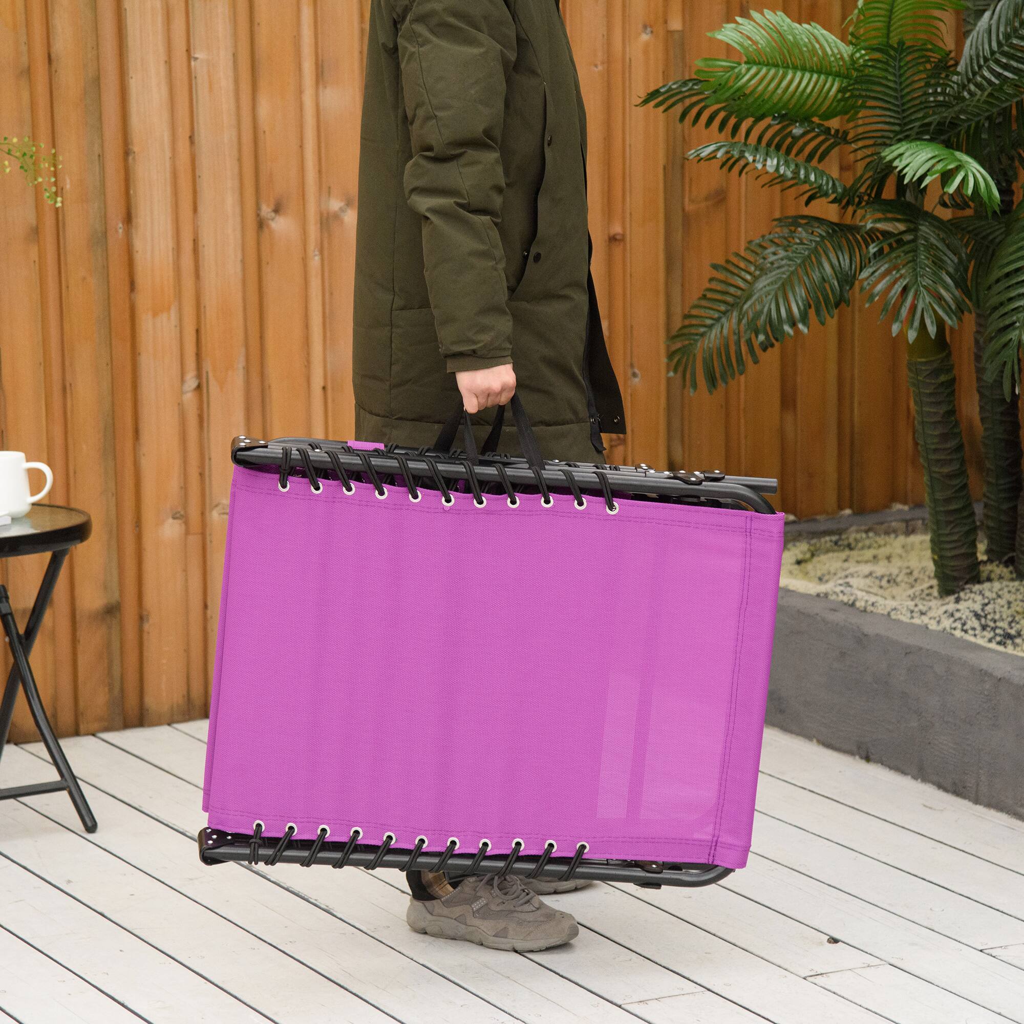 Alt View 7. Outsunny - Folding Chaise Lounge Chair, Patio Sun Tanning Chair, Outdoor Chaise Lounger with 4-Position Reclining Back - Purple.