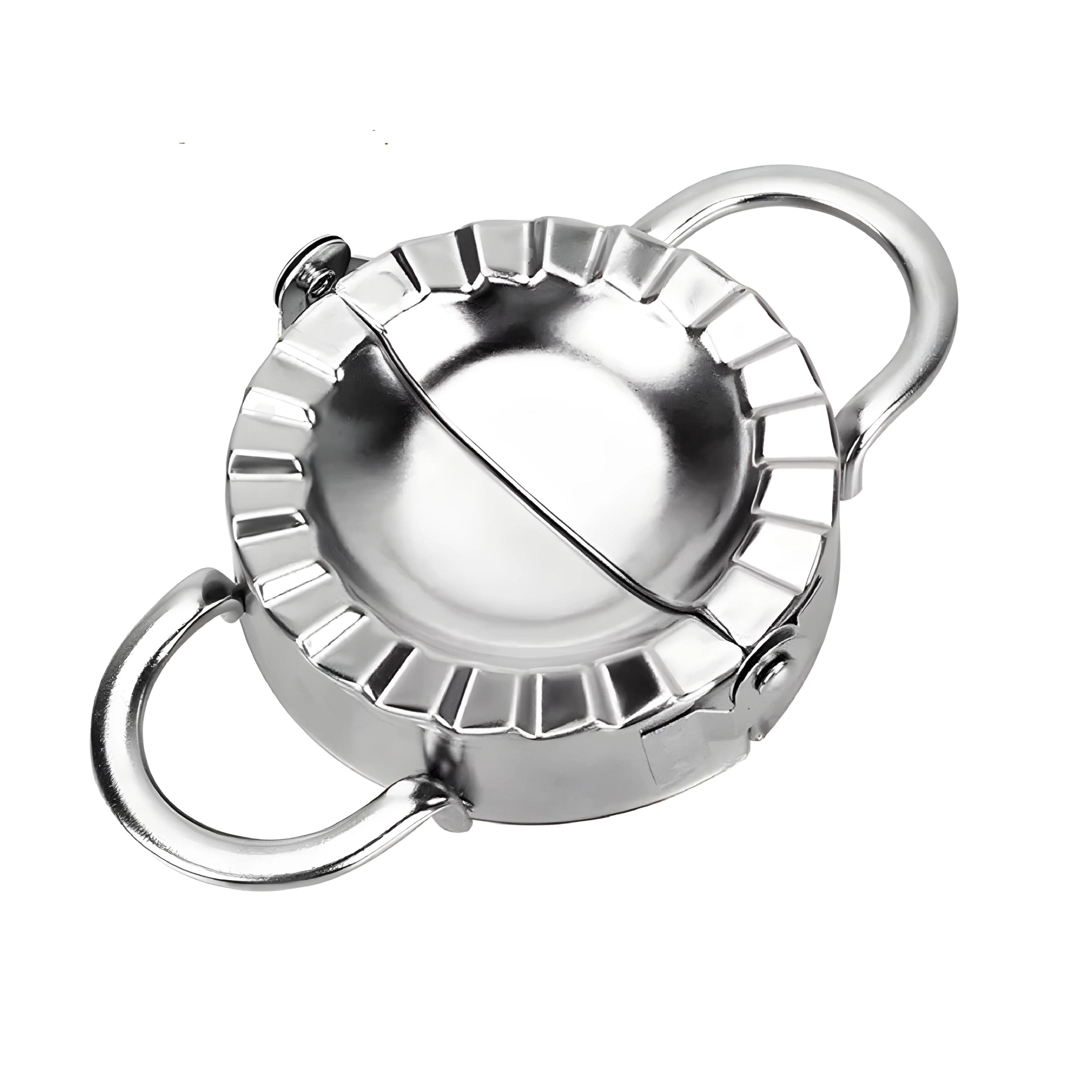 Front. Kitcheniva - Stainless Steel Medium Size Dumpling Maker Press Mold Tool - Silver.