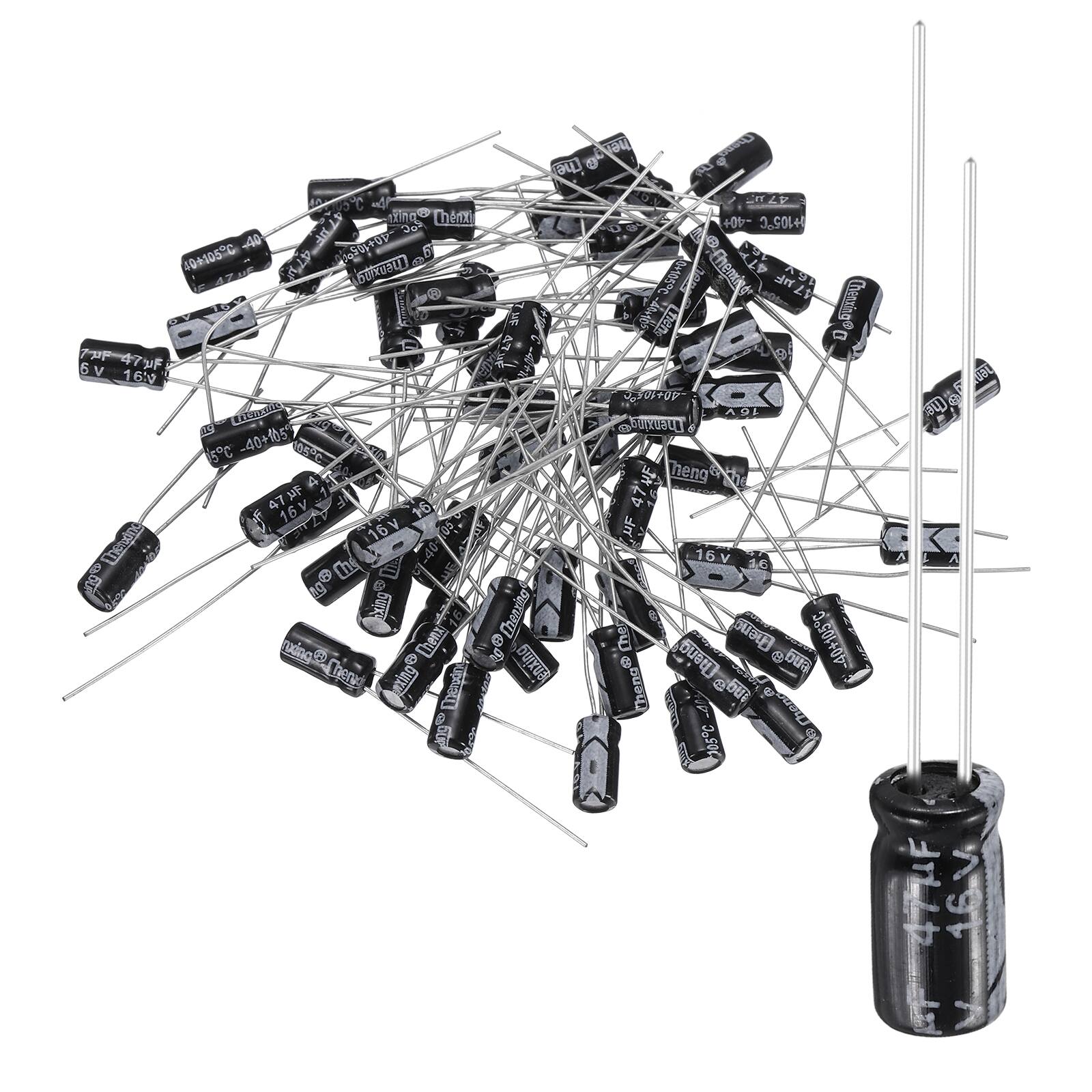 Unique Bargains - 47uF 16V 4x8mm Electrolytic Capacitor, 105C High Temp Radial Leads, for TVs/LCDs/VCD, 60pcs - Black price history on PriceWatchPro